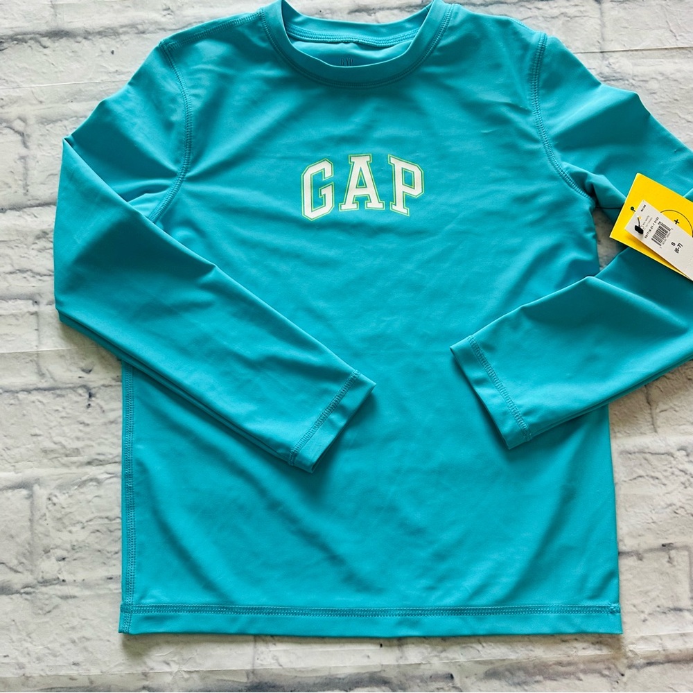 GAP Kids Rash Guard S (6–7) | NWT Long Sleeve Blue Swim Shirt UPF 50+